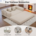4-in-1 Foldable Sofa Bed Teddy Fabric Foam-Filled Compressed Couch, Beds Queen - Image 5