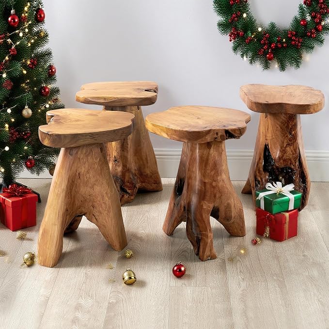 Cedar Roots Tree Stump Side Table 14"x13"x18"H Live Edge Rustic Natural Solid - Image 8