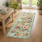 DUKINO 2x5 Runner Rug, Floral Washable Rug by DUKINO