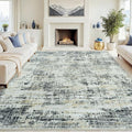 8x10 Washable Area Rug for Living Room Bedroom: Non-Slip Modern Black Gray | by Oriannal