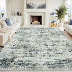 8x10 Washable Area Rug for Living Room Bedroom: Non-Slip Modern Black Gray | by Oriannal