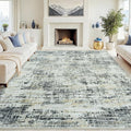9x12 Washable Area Rug for Living Room Bedroom: Non-Slip Modern Black Gray | by Oriannal