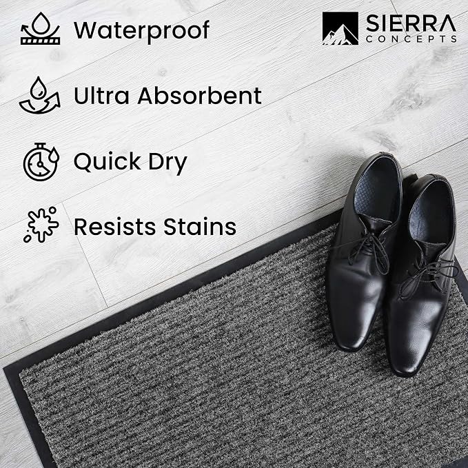 Front Door Mat, Indoor Outdoor Welcome Muddy Doormat, 30x17 Battleship Gray | - Image 6