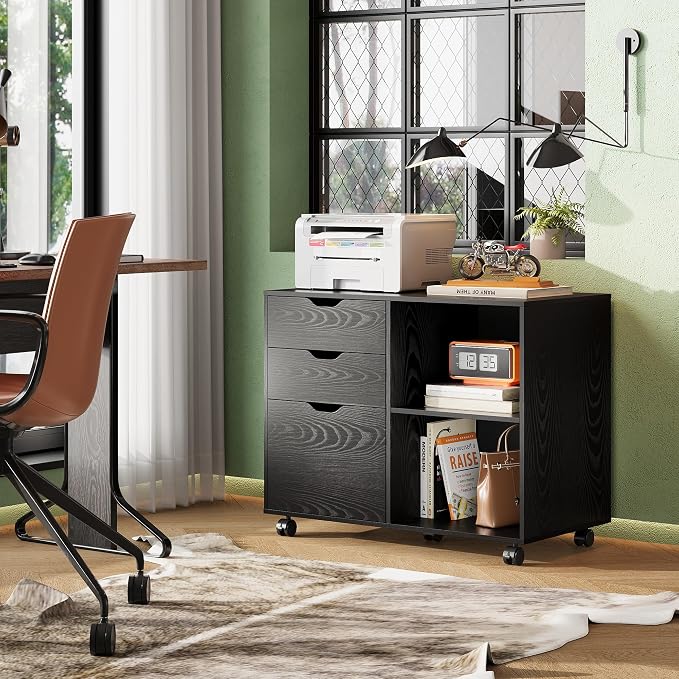 DEVAISE 3-Drawer Wood File Cabinet, Mobile Lateral Filing Cabinet, Printer Stand - Image 2