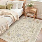 Madane Area Rug 3x5, Washable Vintage Entry Rugs by Madane