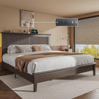 Lifezone King Bed Frame with Headboard, Solid Wood Bed Frame King Size with by Lifezone