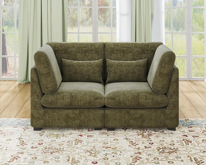 77" Oversized Chenille Couch Modular Sectional Sofa, Washable Cloud Couch by CHICHOUSE