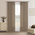 Latte Pinch Pleat Light Filter Thick Linen Semi Sheer Curtains 80 Inch Long | by Twodrapes