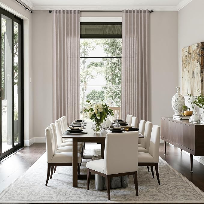 Brownish Grey Linen Curtains for Living Room Extra Long 144 Inches Long Back - Image 6