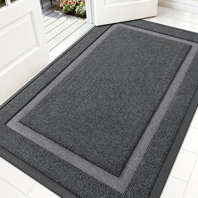 OLANLY Front Door Mat Outside 59x34, All-Season Heavy-Duty Rubber Doormat | Grey by OLANLY