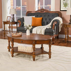 LEEMTORIG Oval Coffee Table for Living Room, Solid Wood Table - Image 4
