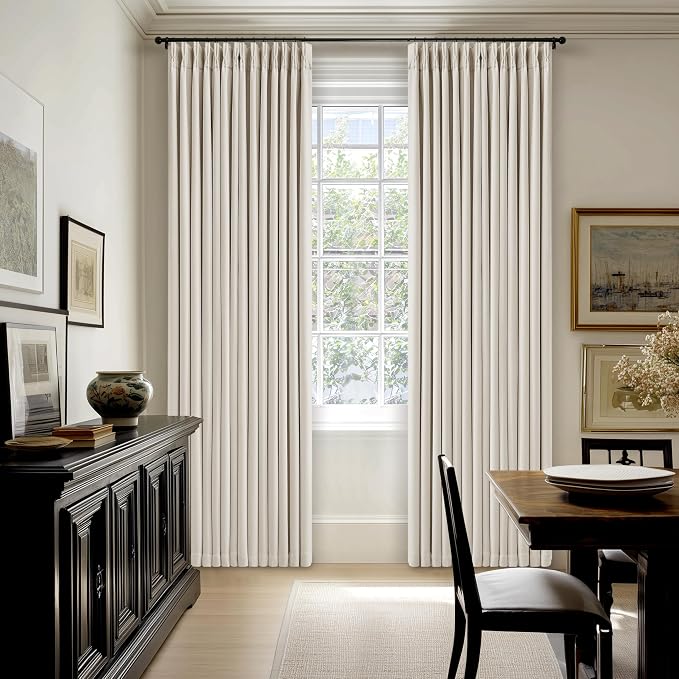 92 Inch Long Pinch Pleated Blackout Curtains Natural - Image 8
