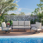 HOMREST Patio Furniture Sets 4 PCS Outdoor Metal Conversation Sets, 360 Degree - Image 9