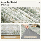 Soalmost 8x10 Area Rugs Large Washable Living Room Rug Non-Slip Green/Brown | - Image 7
