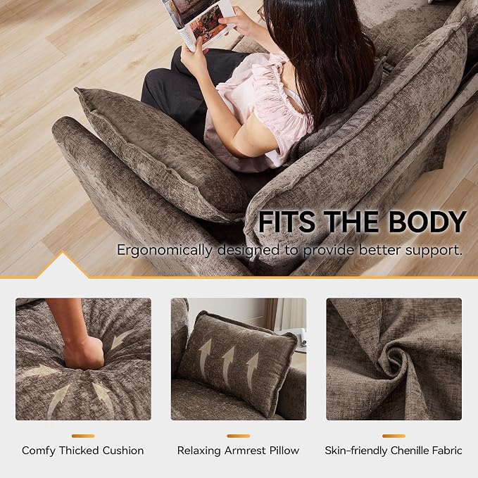 113'' V Shaped Cloud Sectional Sofa, Oversized Deep Seat Couches - Image 4