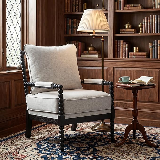 DUHOME Linen Fabric Spindle Accent Chair - Image 3