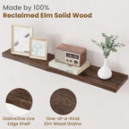 Floating Shelves for Wall Decor, Rustic Solid Elm Wood Live Edge Floating - Image 3