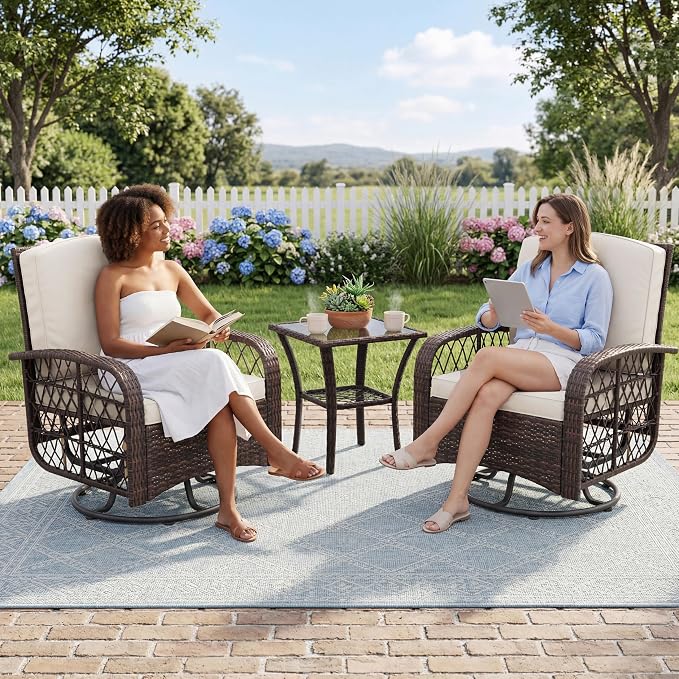3-Piece Patio Furniture Set, 2 Swivel Rocking Chairs - Image 7