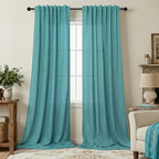 Mid Century Modern Teal Curtains 96 Inches Long 2 Panels by Pitalk