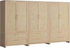 SICOTAS Armoire Wardrobe Closet, Larger Rattan Armoires Wardrobe Cabinet by SICOTAS