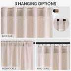 Natural White Linen Curtains 96 Inches Long - Image 2