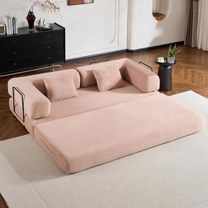 ZEIINPA Convertible Folding Couch Bed, Comfy Corduroy Sleeper Floor Sofa Bed - Image 8