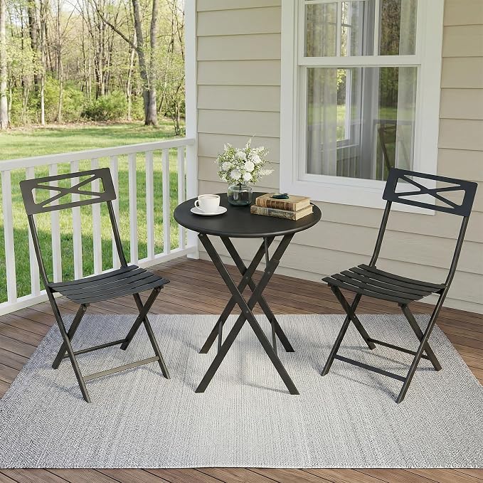 GarveeLife 3 Piece Patio Bistro Set, New Iron Outdoor Furniture Set, Metal - Image 6