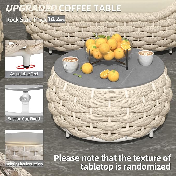 TWT 5-Piece Aluminum Patio Furniture Set, Olefin Armchairs - Image 6