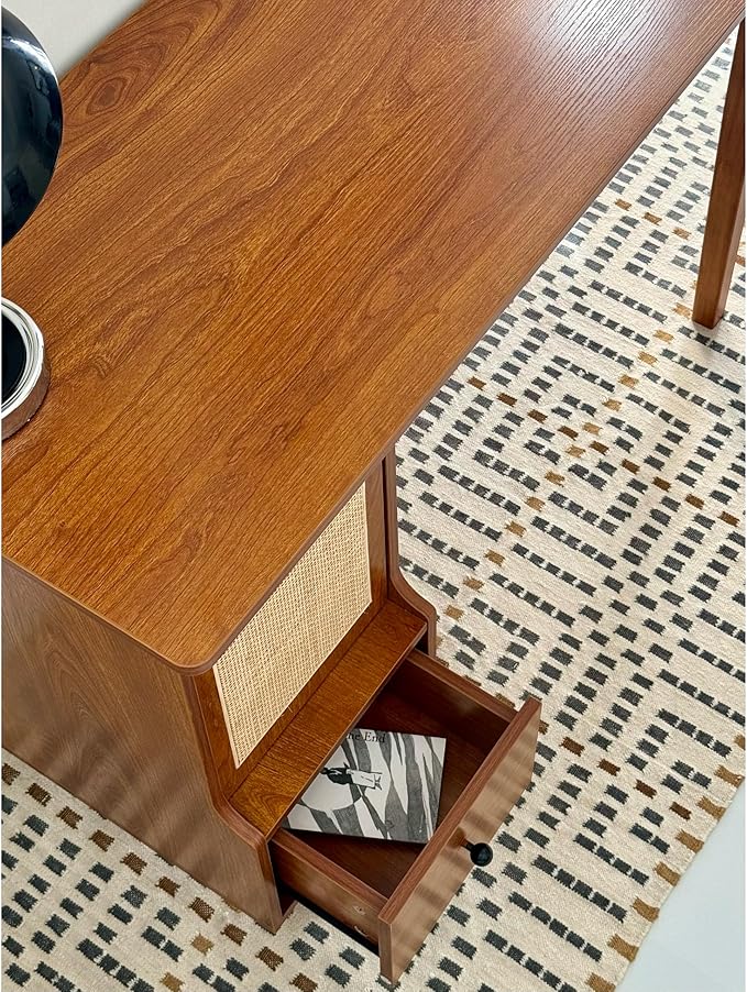 Vintage Style Desk with Storage Space and Drawer, Mid-Century Modern - Image 4
