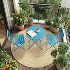 GarveeLife 3 Piece Patio Bistro Set, Folding Patio Bistro Table and Chairs Set - Image 2