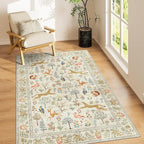 DUKINO 4x6 Area Rug, Non Slip Animal Washable Rug by DUKINO