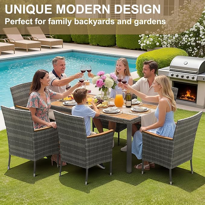 Devoko Dining 7 PCS Furniture, Patio Conversation Set - Image 5