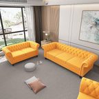 ORRD 2 Piece Living Room Set, Velvet Chesterfield Sofa Loveseat Couch - Image 8