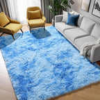 Tie-Dye Blue Rugs for Living Room Bedroom, Fluffy 5x8 Bedside Area Rug - Image 7