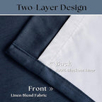 Indigo Navy Pleated Linen Blackout Curtains 90 Inches Long - Image 4