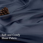 Navy Blue Sheer Curtains 63 Inch Length 2 Panels, Rod Pockets Window Treatments - Image 5