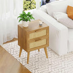 YAUKOMEL Rattan Nightstand, Wood End Table, Side Table - Image 5