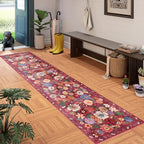 Red Floral Hallway Runner Rug 2x10 - Image 2