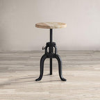 Jofran Global Archive Industrial Iron Crank Accent Table, Natural and Black - Image 8