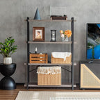 HCHQHS Bookshelf, 4-Tier Industrial Bookcase, Rustic Open Book Shelf, - Image 7