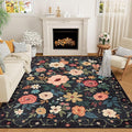 DUKINO 9x12 Area Rug for Living Room, Floral Washable Rug Non Slip, Low Pile by DUKINO