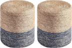 Wimarsbon Round Pouf Ottomans, Handwoven Natural Water Hyacinth Seagrass Pouffe by Wimarsbon