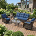Patio Furniture Set, High Back Rattan Sofa & Swivel Rocker Chairs, Weather by SAILARYPatioFurniture