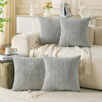 Set of 4 Grey Decorative Throw Pillow Covers 26x26 Inch Corduroy Pillow Covers by Cozoomy