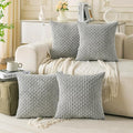 Set of 4 Grey Decorative Throw Pillow Covers 24x24 Inch Corduroy Pillow Covers by Cozoomy