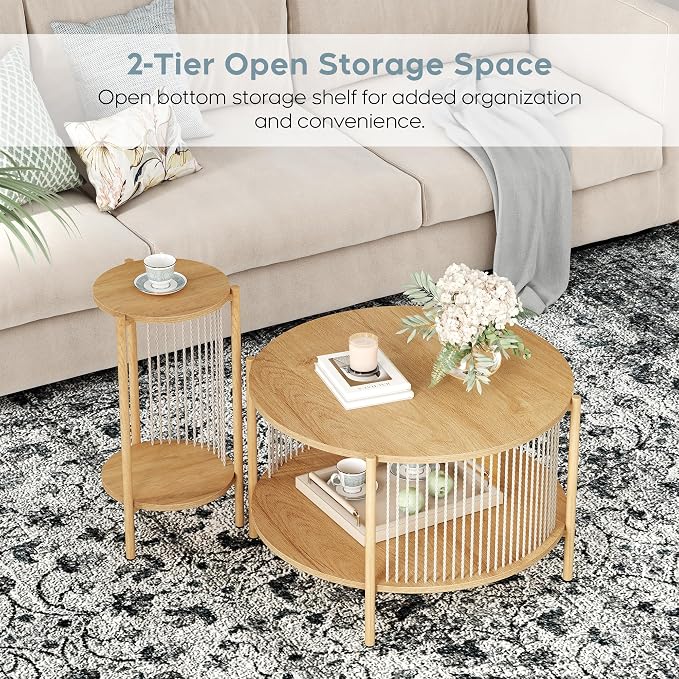 Yechen 3-Piece Boho Coffee Table Set - Image 4
