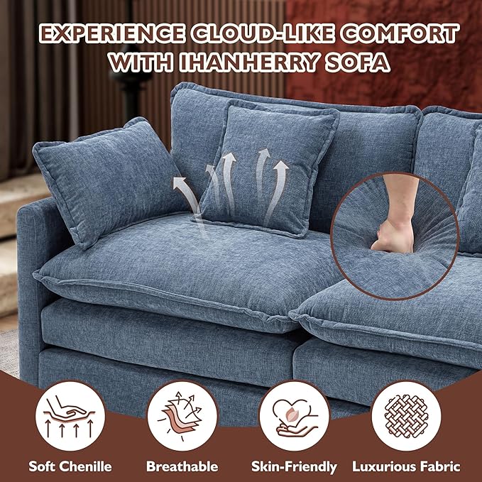 Ihanherry 146" U-Shaped Modern Sofa Modular Sectional Cloud Couch - Image 5