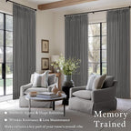 Semi Sheer Linen Blend Pinch Pleated Charcoal Grey Curtains 72 Inch Long | - Image 2