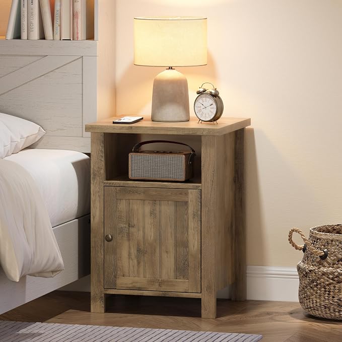 ChooChoo Farmhouse Nightstands Set of 2, Rustic Vintage End Side Table - Image 4