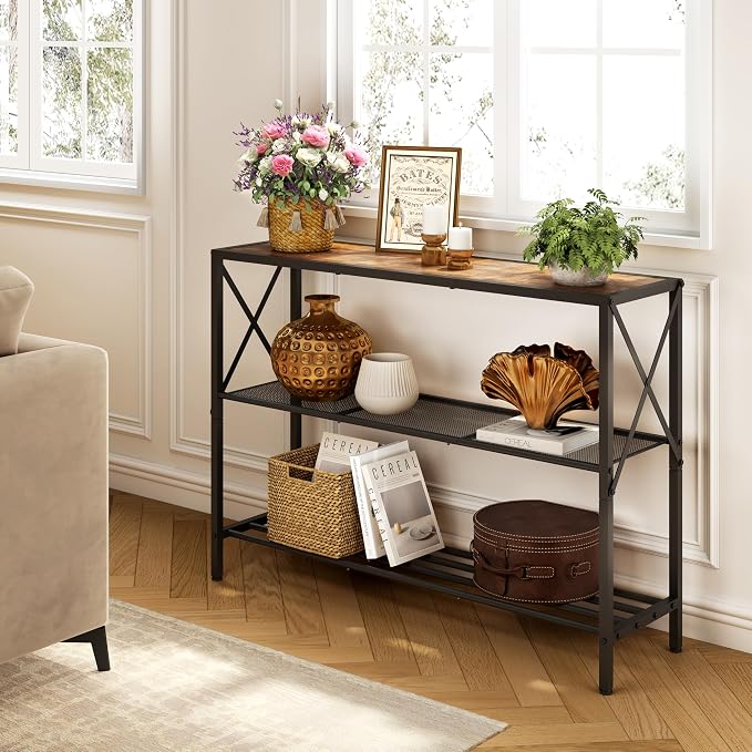 Hoctieon Industrial Console Table, 3 Tier Entryway Table, Hallway Table - Image 3